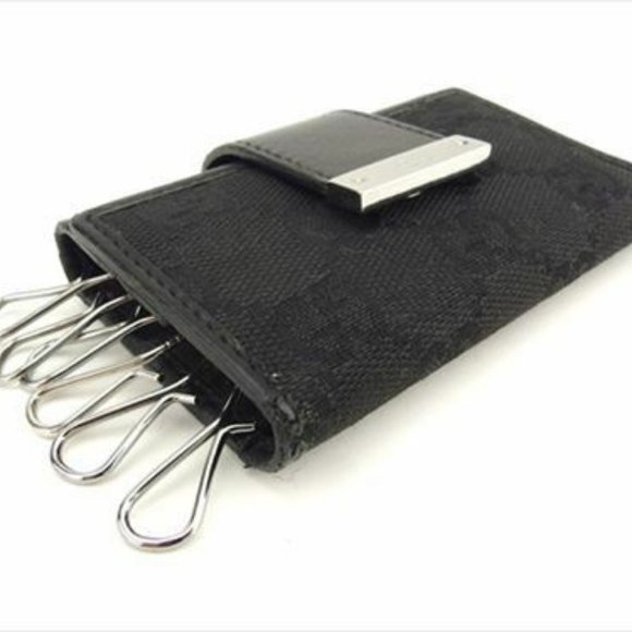 Authentic Gucci Key case Key holder GG Black Silver Canvas Leather Woman unisex - Picture 3 of 7